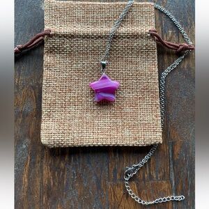 Pink Agate Star Necklace Agate Pendant Crystal Star Necklace
